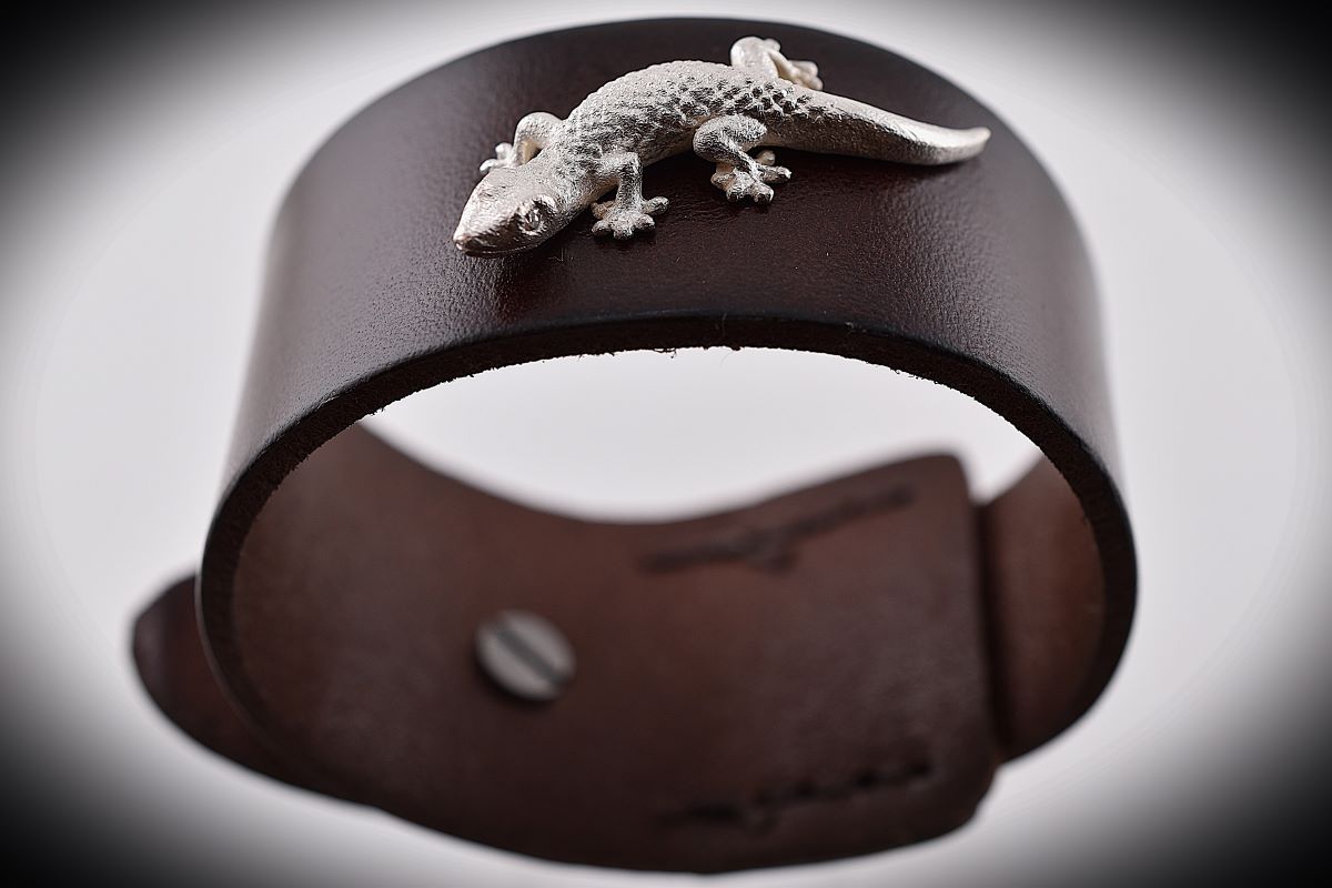 Gecko auf Leder Armband – Bild 5