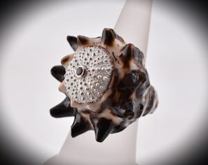 Seeigel auf Muschelring - www.maiersgoldschmiede.com