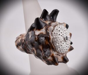 Seeigel auf Muschelring - www.maiersgoldschmiede.com